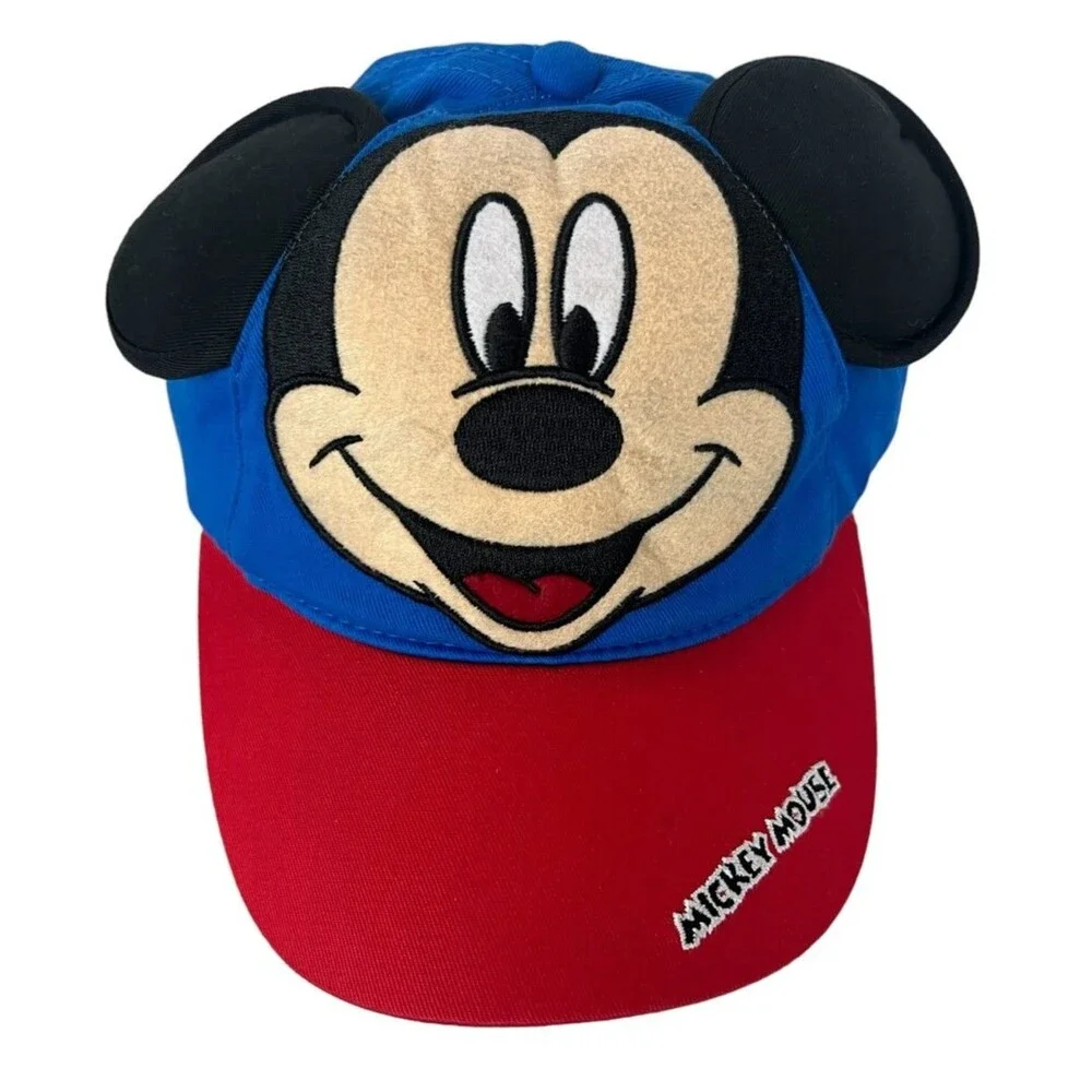 Disney Mickey Mouse Adjustable Ball Cap Hat w 3D Ears 2011 NWOT Blue & Red